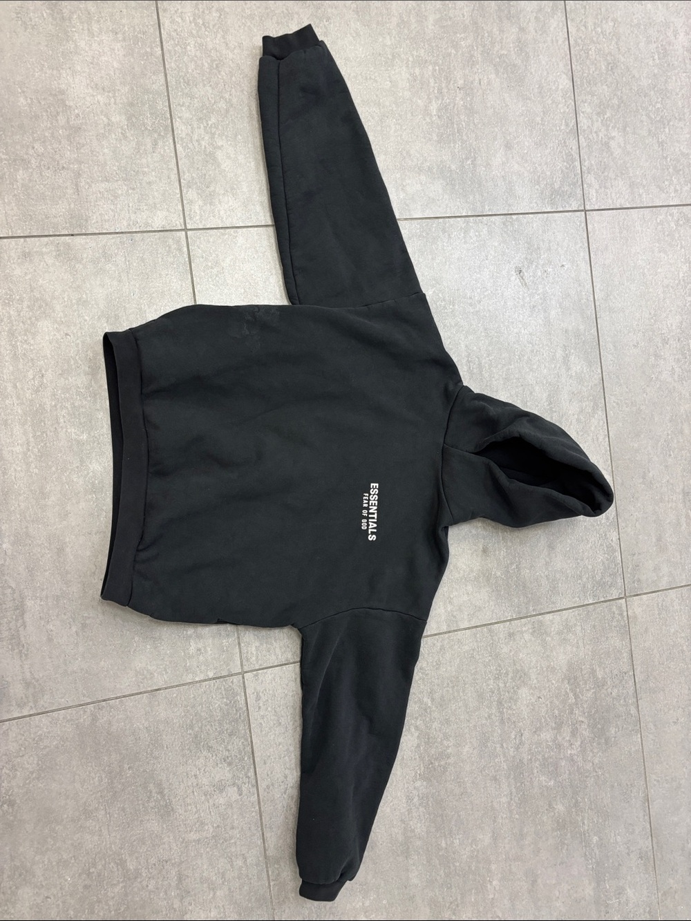 Essentials Black Pullover Hoodie with Small Chest Logo (Unisex)